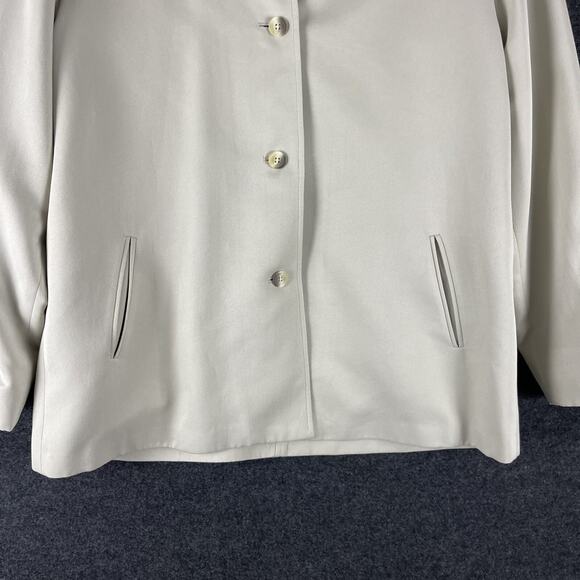 Vintage Lands End Jacket Womens 16 Beige Made In USA Minimal Classic Preppy - Picture 3 of 14